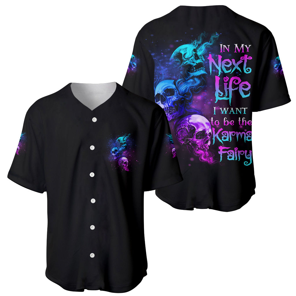 Karma Fairy Three Skulls Baseball Jersey - Wonder Print Shop