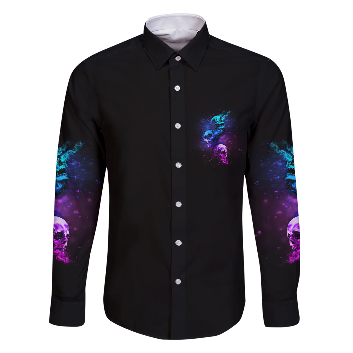 Karma Fairy Three Skulls Family Matching Off Shoulder Long Sleeve Dress and Hawaiian Shirt - Wonder Print Shop