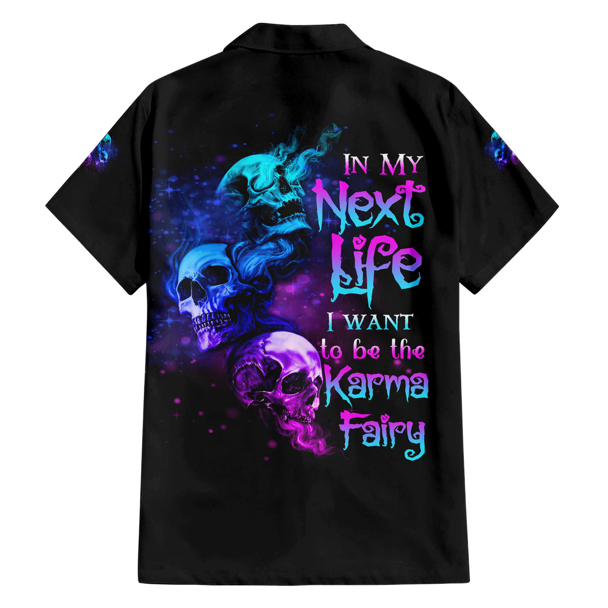 Karma Fairy Three Skulls Family Matching Short Sleeve Bodycon Dress and Hawaiian Shirt - Wonder Print Shop