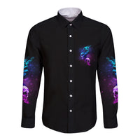 Karma Fairy Three Skulls Long Sleeve Button Shirt - Wonder Print Shop