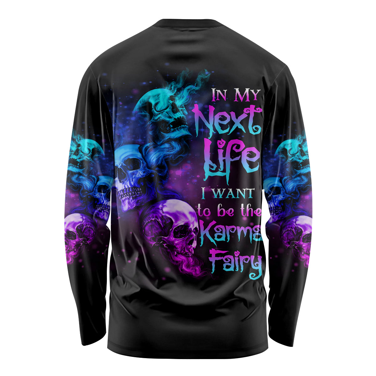 Karma Fairy Three Skulls Long Sleeve Shirt - Wonder Print Shop