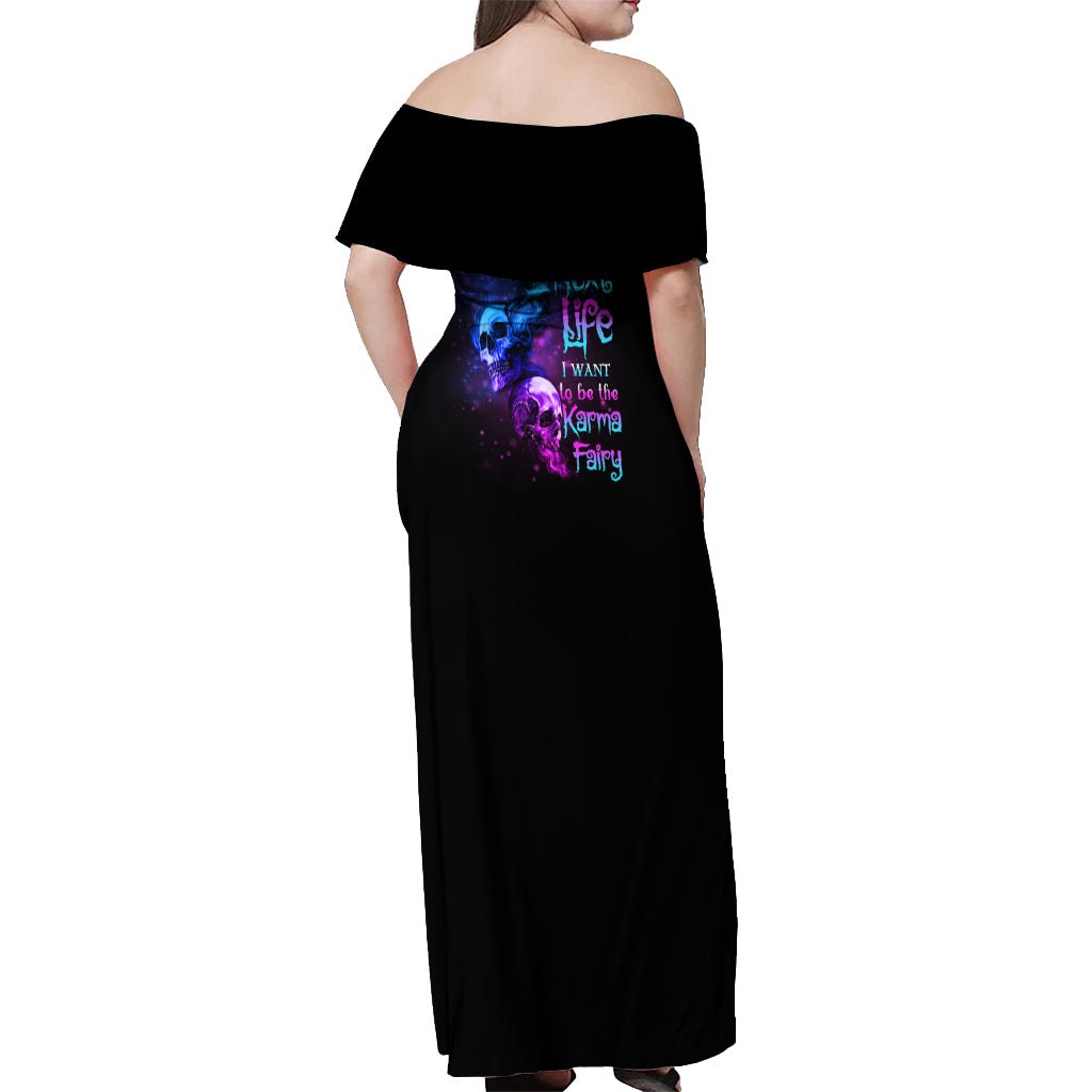 Karma Fairy Three Skulls Off Shoulder Maxi Dress - Wonder Print Shop