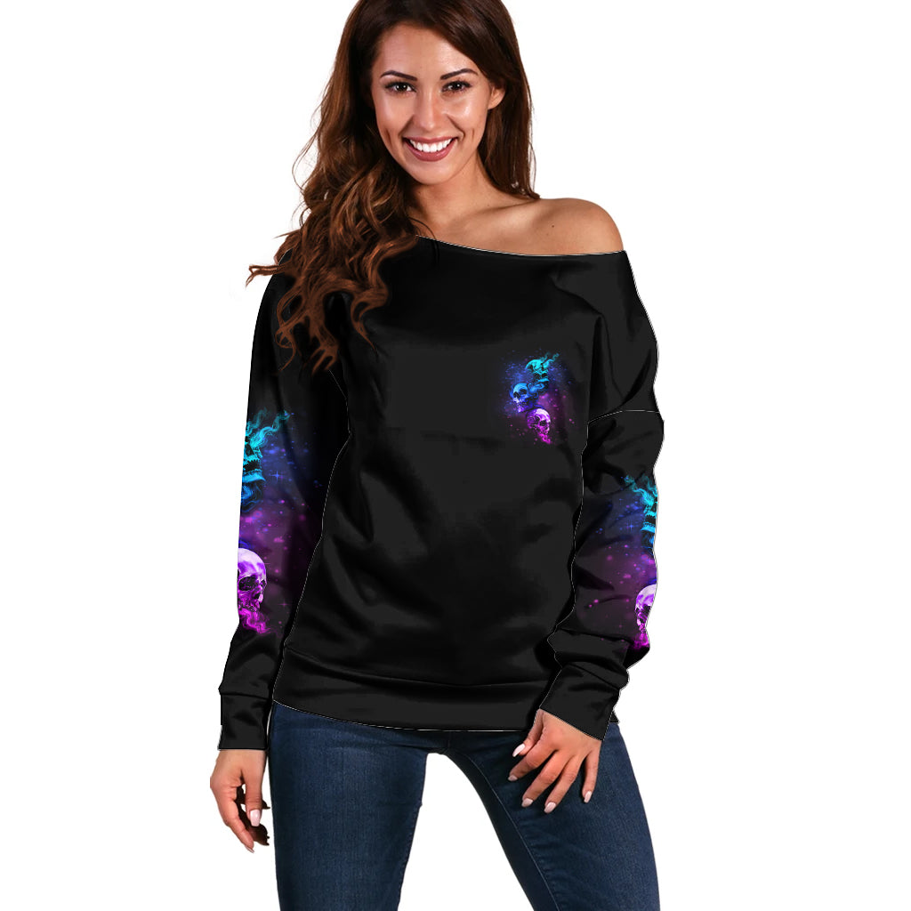 Karma Fairy Three Skulls Off Shoulder Sweater - Wonder Print Shop