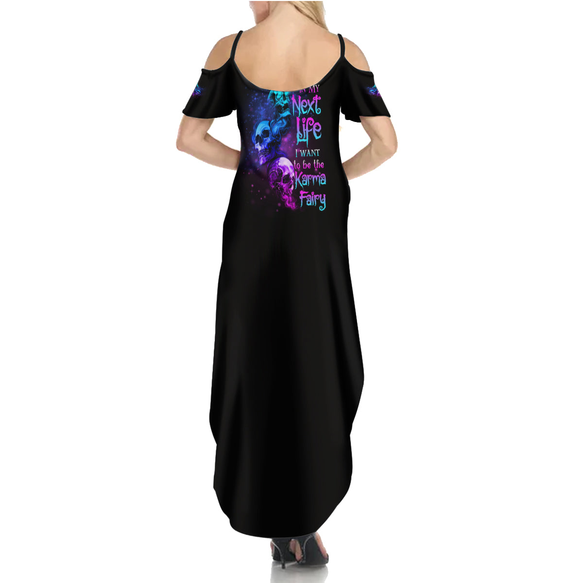 Karma Fairy Three Skulls Summer Maxi Dress - Wonder Print Shop