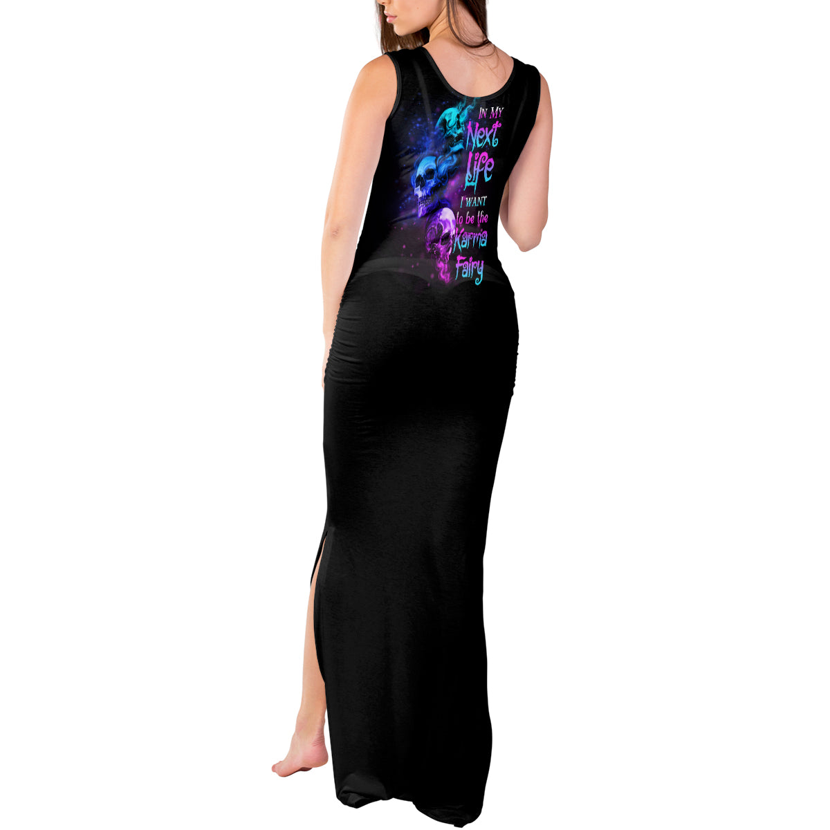 Karma Fairy Three Skulls Tank Maxi Dress - Wonder Print Shop