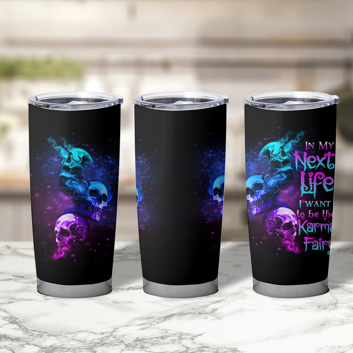 Karma Fairy Three Skulls Tumbler Cup - Wonder Print Shop