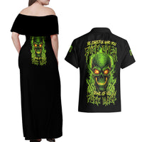 I Can't Go To Hell Reaper Skull Couples Matching Off Shoulder Maxi Dress and Hawaiian Shirt - Wonder Print Shop