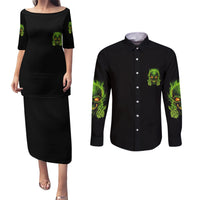 I Can't Go To Hell Reaper Skull Couples Matching Puletasi Dress and Long Sleeve Button Shirt - Wonder Print Shop