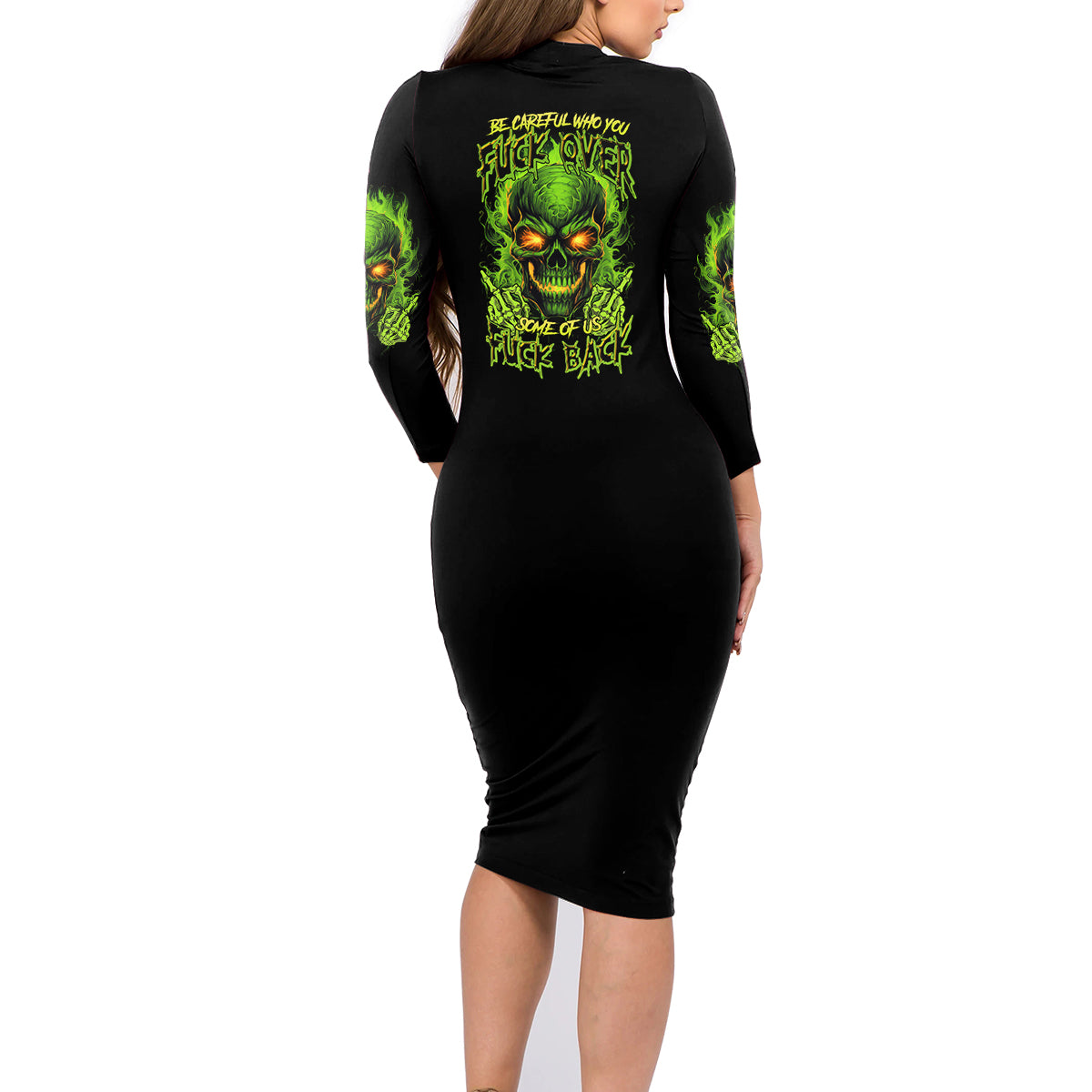 I Can't Go To Hell Reaper Skull Family Matching Long Sleeve Bodycon Dress and Hawaiian Shirt - Wonder Print Shop