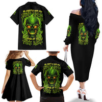 I Can't Go To Hell Reaper Skull Family Matching Off Shoulder Long Sleeve Dress and Hawaiian Shirt - Wonder Print Shop