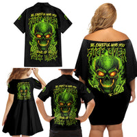 I Can't Go To Hell Reaper Skull Family Matching Off Shoulder Short Dress and Hawaiian Shirt - Wonder Print Shop