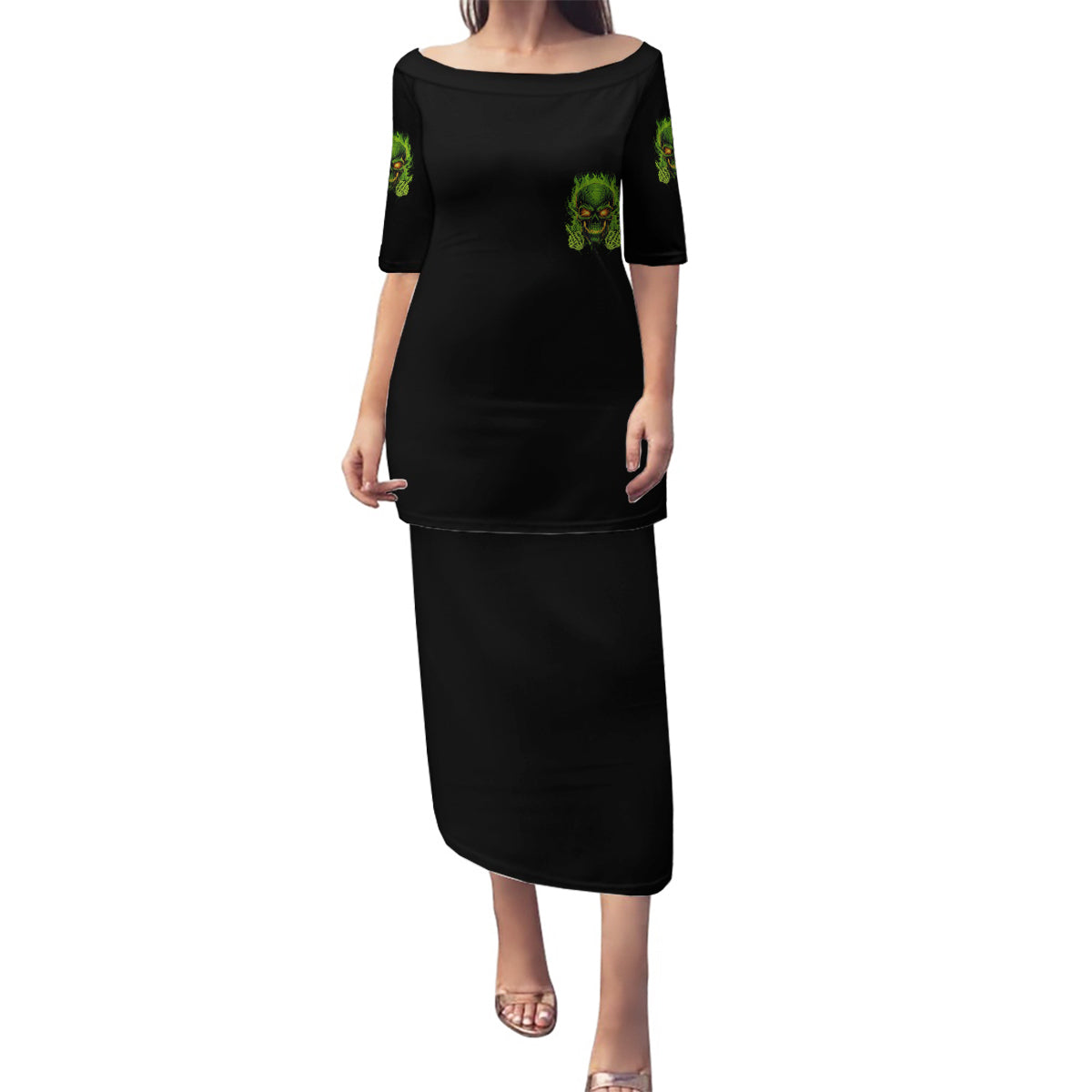 I Can't Go To Hell Reaper Skull Family Matching Puletasi Dress and Hawaiian Shirt - Wonder Print Shop