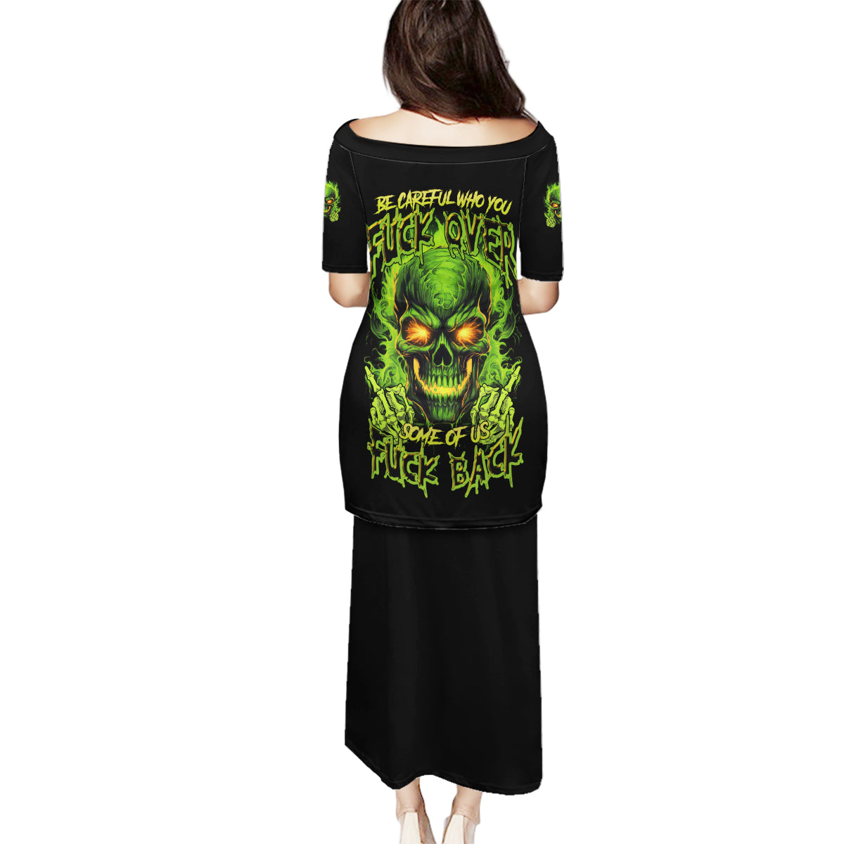 I Can't Go To Hell Reaper Skull Family Matching Puletasi Dress and Hawaiian Shirt - Wonder Print Shop