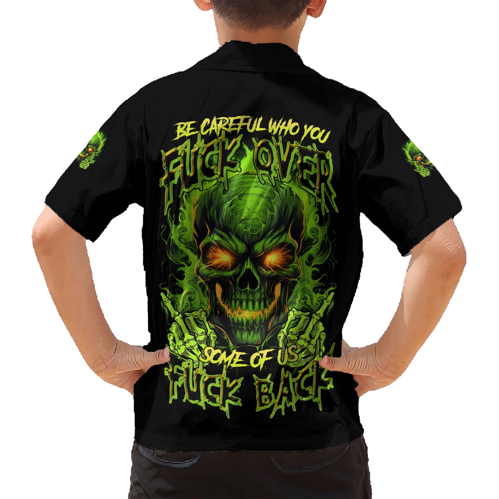 I Can't Go To Hell Reaper Skull Kid Hawaiian Shirt - Wonder Print Shop