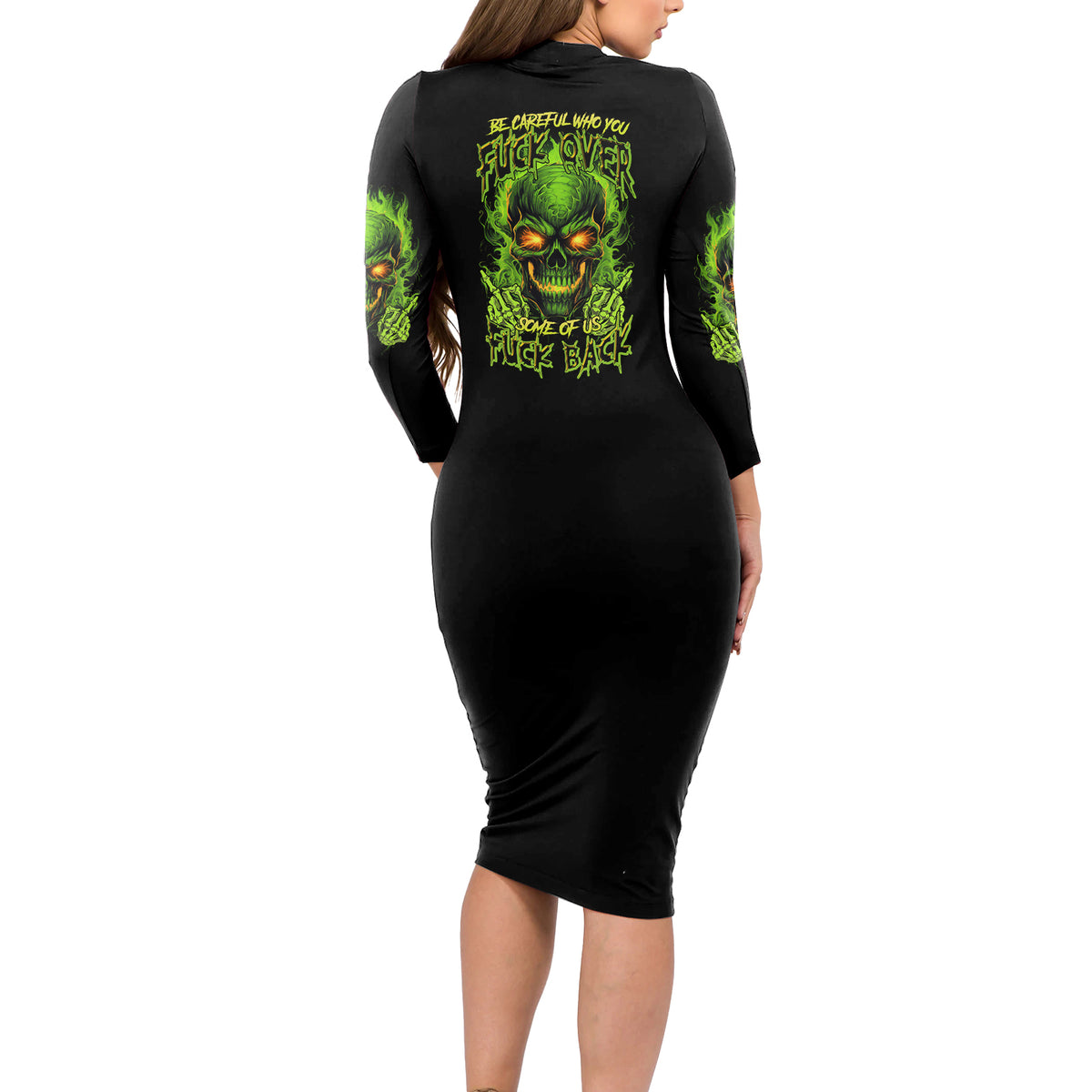 I Can't Go To Hell Reaper Skull Long Sleeve Bodycon Dress - Wonder Print Shop