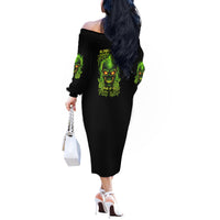 I Can't Go To Hell Reaper Skull Off The Shoulder Long Sleeve Dress - Wonder Print Shop