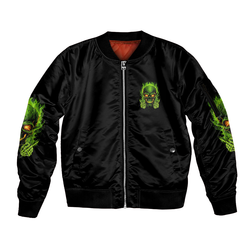 I Can't Go To Hell Reaper Skull Sleeve Zip Bomber Jacket - Wonder Print Shop