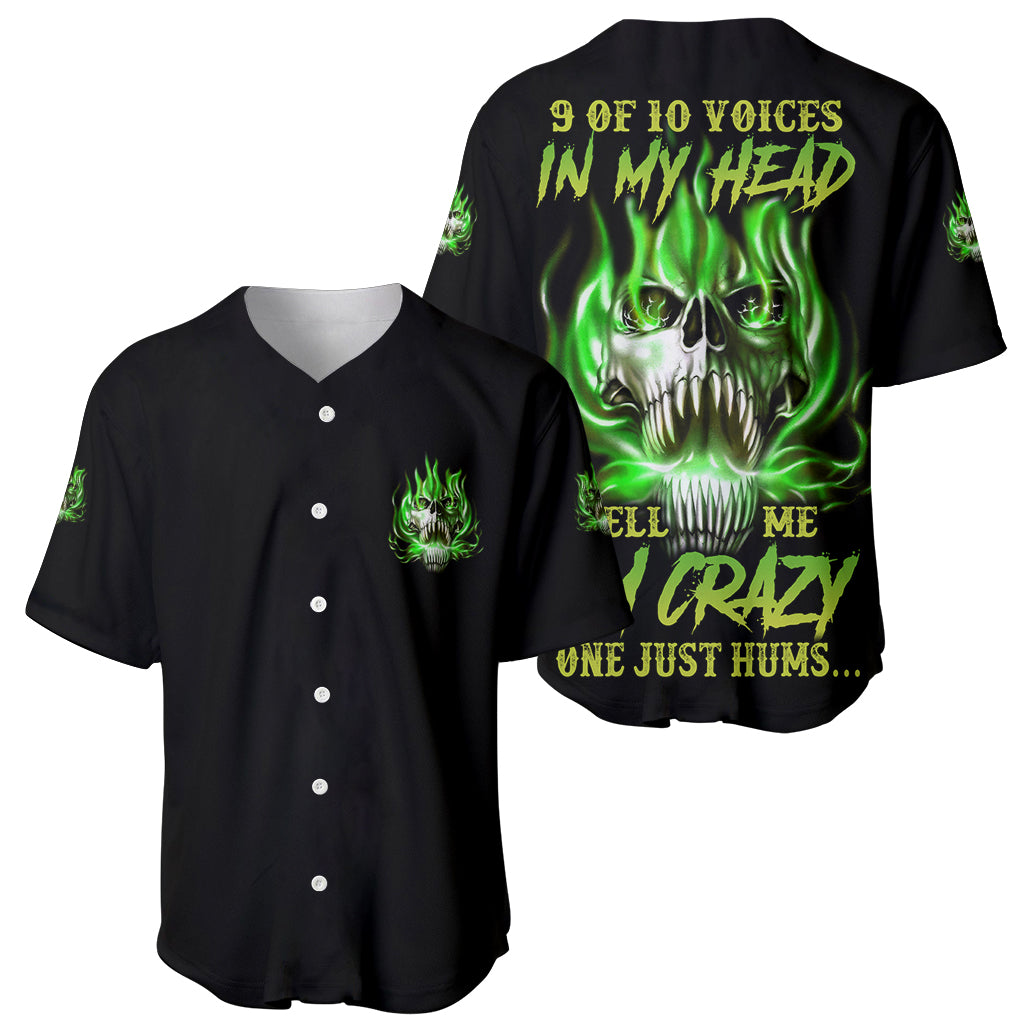 9 Of 10 Voices In My Head Fire Skull Baseball Jersey - Wonder Print Shop