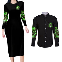 9 Of 10 Voices In My Head Fire Skull Couples Matching Long Sleeve Bodycon Dress and Long Sleeve Button Shirt - Wonder Print Shop