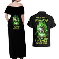 9 Of 10 Voices In My Head Fire Skull Couples Matching Off Shoulder Maxi Dress and Hawaiian Shirt - Wonder Print Shop
