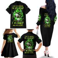 9 Of 10 Voices In My Head Fire Skull Family Matching Off Shoulder Long Sleeve Dress and Hawaiian Shirt - Wonder Print Shop