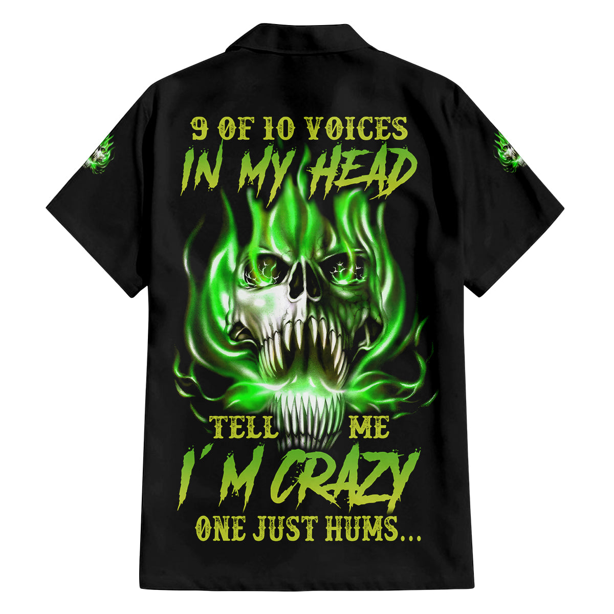 9 Of 10 Voices In My Head Fire Skull Family Matching Off Shoulder Long Sleeve Dress and Hawaiian Shirt - Wonder Print Shop