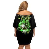 9 Of 10 Voices In My Head Fire Skull Family Matching Off Shoulder Short Dress and Hawaiian Shirt - Wonder Print Shop