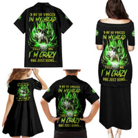 9 Of 10 Voices In My Head Fire Skull Family Matching Puletasi Dress and Hawaiian Shirt - Wonder Print Shop