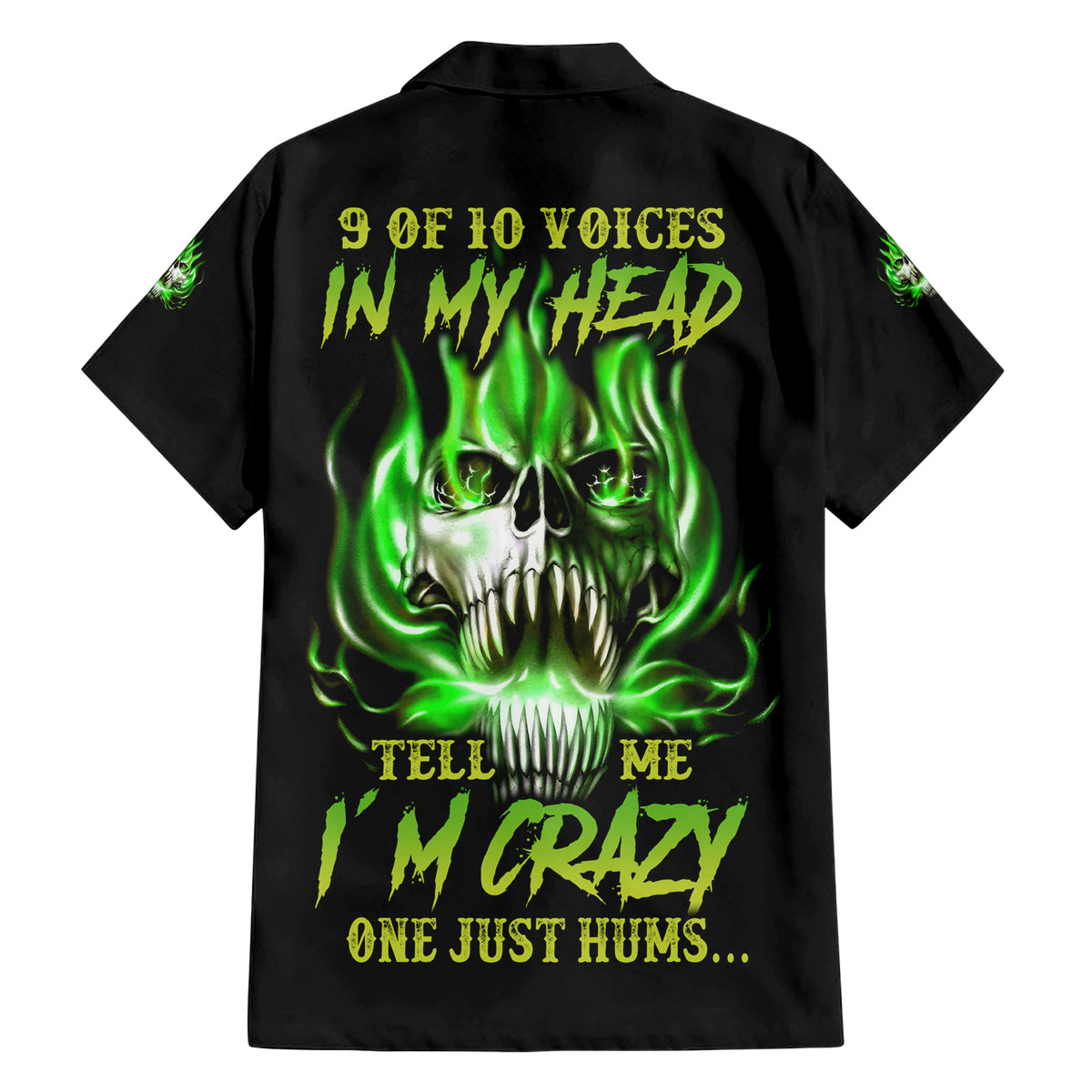 9 Of 10 Voices In My Head Fire Skull Family Matching Short Sleeve Bodycon Dress and Hawaiian Shirt - Wonder Print Shop