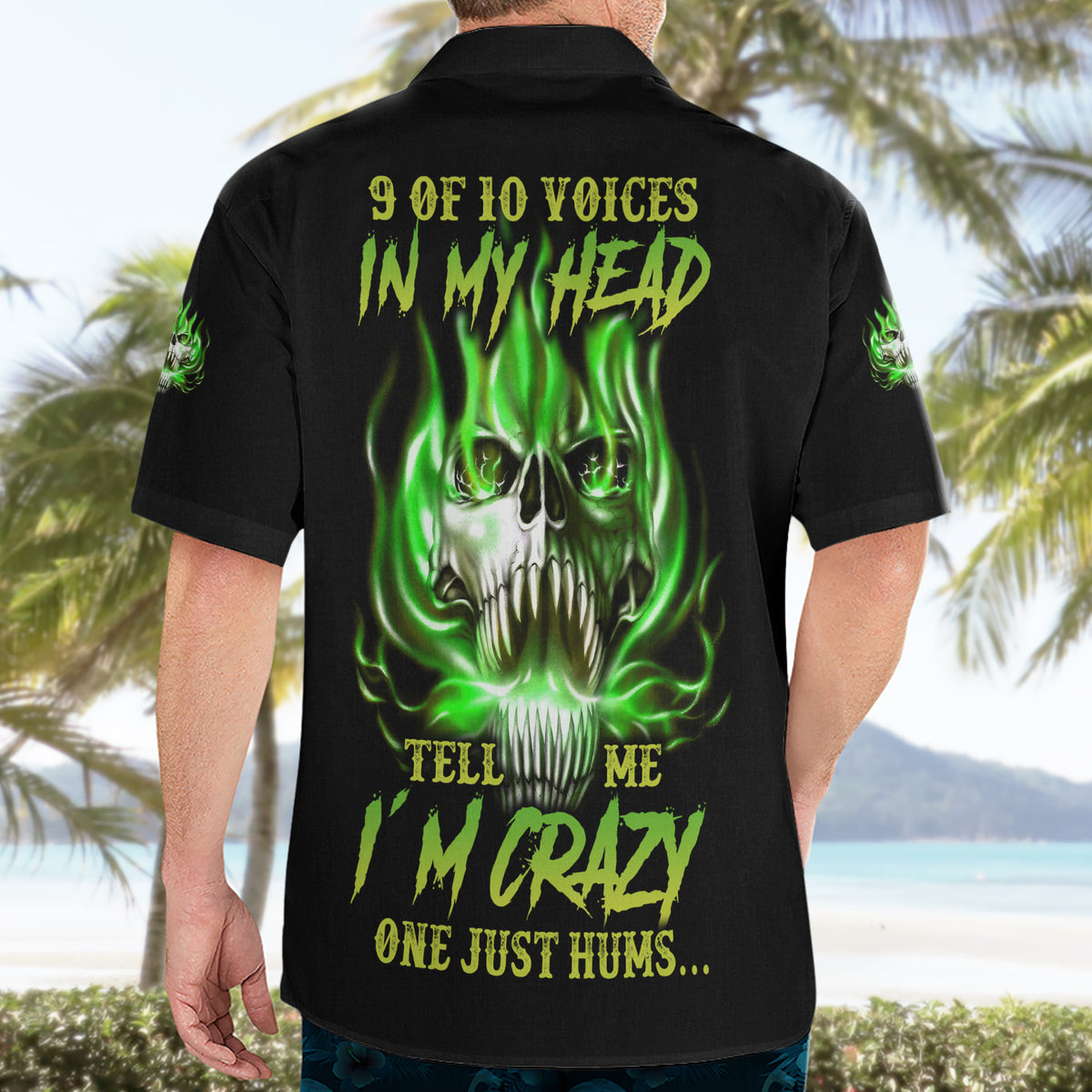 9 Of 10 Voices In My Head Fire Skull Hawaiian Shirt - Wonder Print Shop
