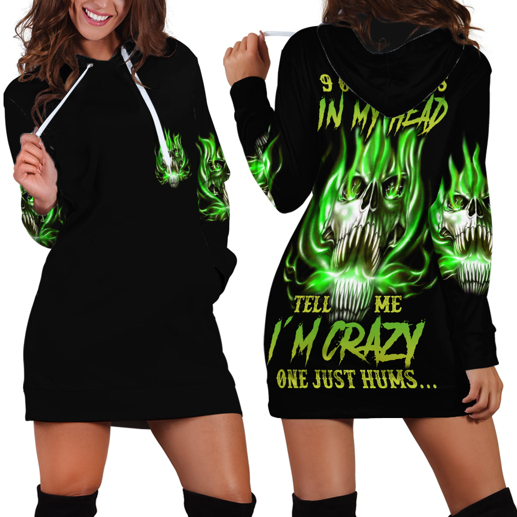 9 Of 10 Voices In My Head Fire Skull Hoodie Dress - Wonder Print Shop