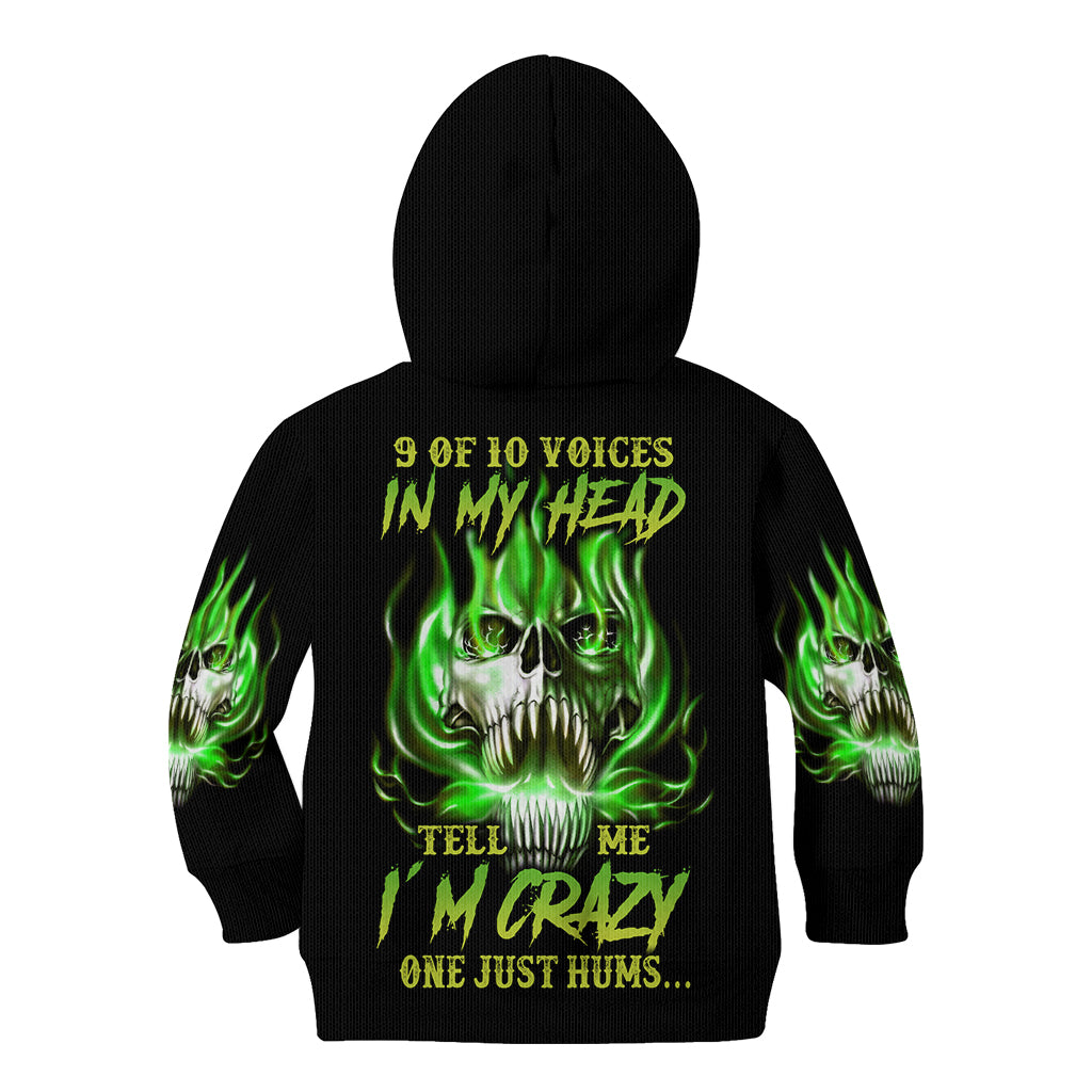 9 Of 10 Voices In My Head Fire Skull Kid Hoodie - Wonder Print Shop