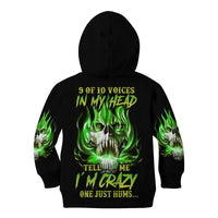 9 Of 10 Voices In My Head Fire Skull Kid Hoodie - Wonder Print Shop