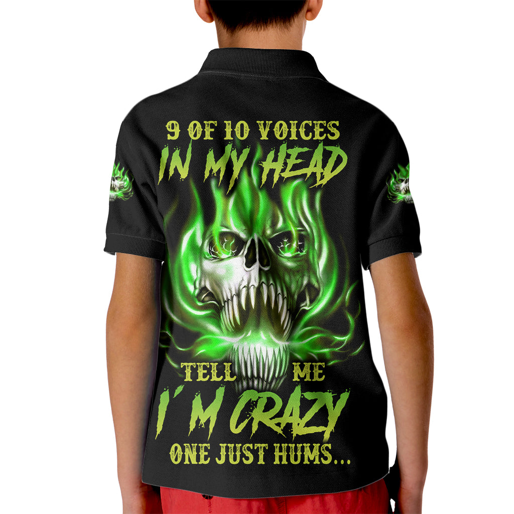 9 Of 10 Voices In My Head Fire Skull Kid Polo Shirt - Wonder Print Shop