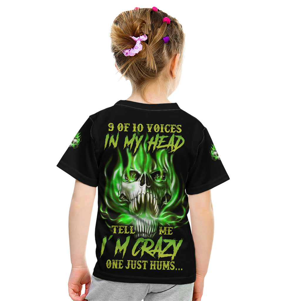 9 Of 10 Voices In My Head Fire Skull Kid T Shirt - Wonder Print Shop