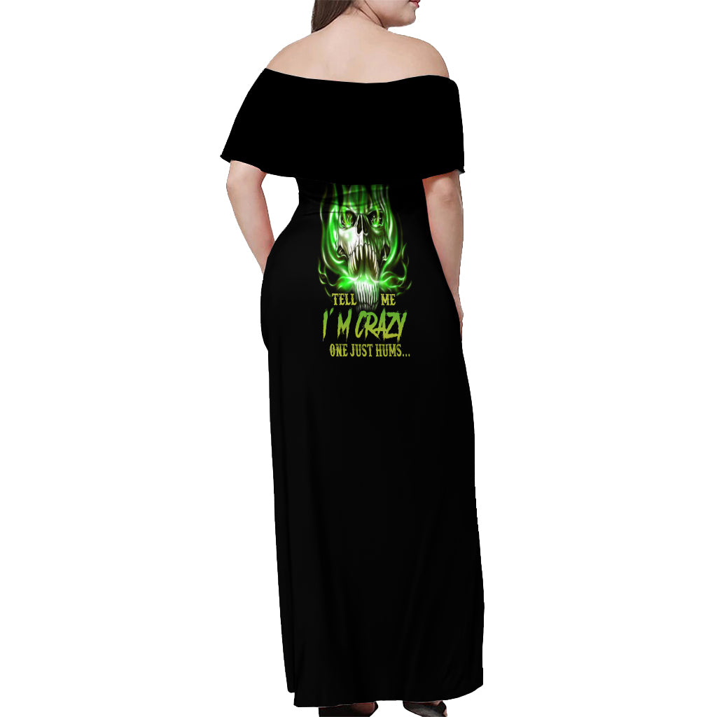 9 Of 10 Voices In My Head Fire Skull Off Shoulder Maxi Dress - Wonder Print Shop