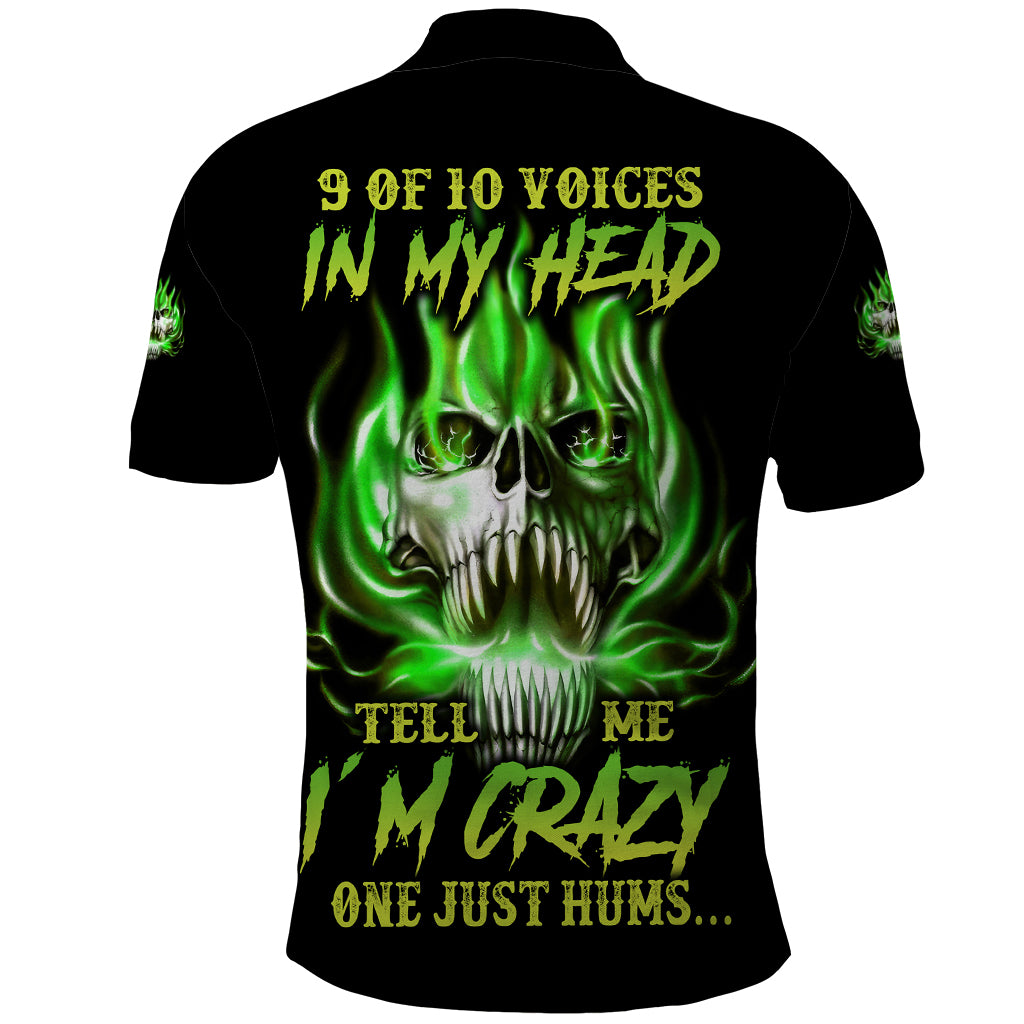 9 Of 10 Voices In My Head Fire Skull Polo Shirt - Wonder Print Shop