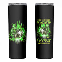 9 Of 10 Voices In My Head Fire Skull Skinny Tumbler - Wonder Print Shop