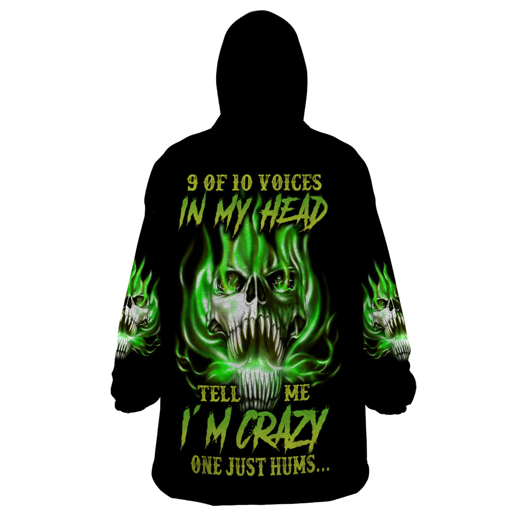 9 Of 10 Voices In My Head Fire Skull Wearable Blanket Hoodie - Wonder Print Shop