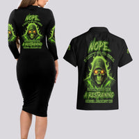 Nope I Can't Go To Hell Couples Matching Long Sleeve Bodycon Dress and Hawaiian Shirt - Wonder Print Shop