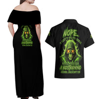 Nope I Can't Go To Hell Couples Matching Off Shoulder Maxi Dress and Hawaiian Shirt - Wonder Print Shop