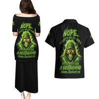 Nope I Can't Go To Hell Couples Matching Puletasi Dress and Hawaiian Shirt - Wonder Print Shop