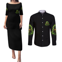 Nope I Can't Go To Hell Couples Matching Puletasi Dress and Long Sleeve Button Shirt - Wonder Print Shop