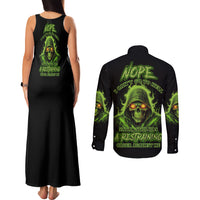 Nope I Can't Go To Hell Couples Matching Tank Maxi Dress and Long Sleeve Button Shirt - Wonder Print Shop