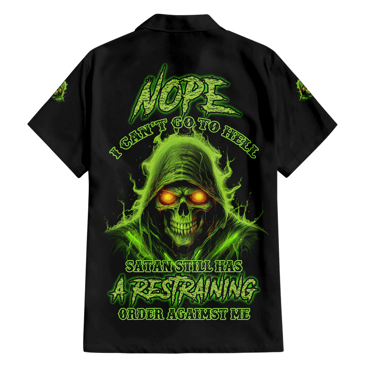 Nope I Can't Go To Hell Family Matching Short Sleeve Bodycon Dress and Hawaiian Shirt - Wonder Print Shop