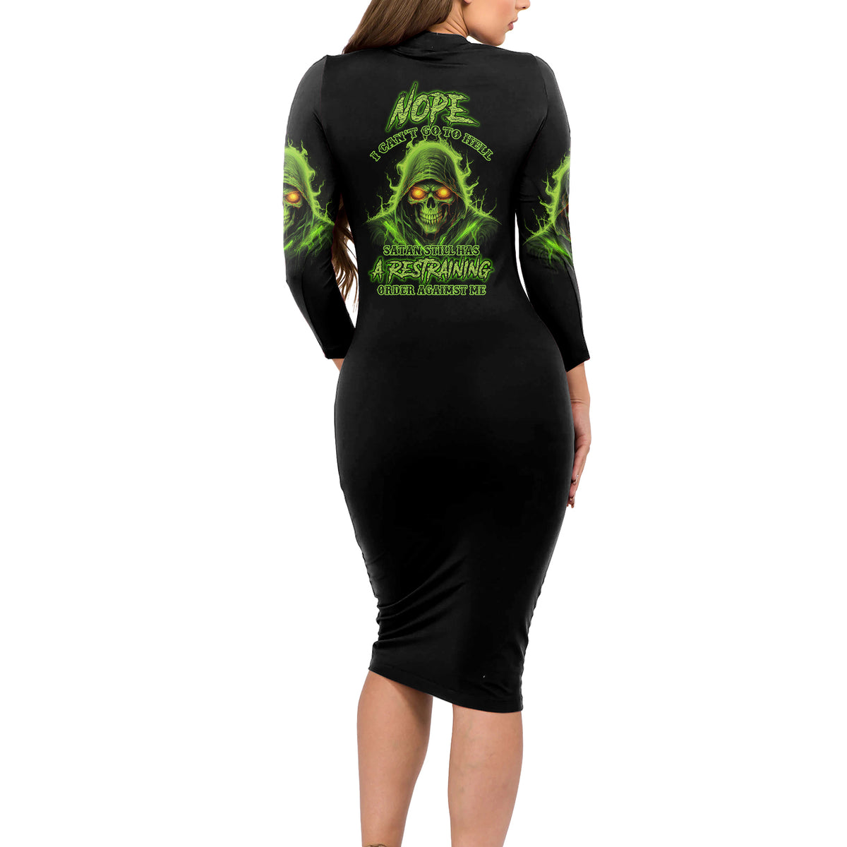 Nope I Can't Go To Hell Long Sleeve Bodycon Dress - Wonder Print Shop