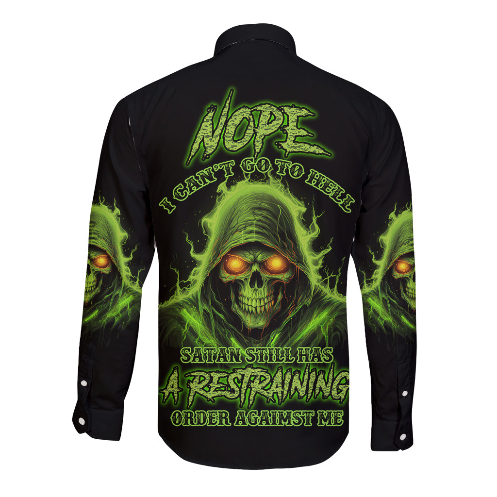Nope I Can't Go To Hell Long Sleeve Button Shirt - Wonder Print Shop