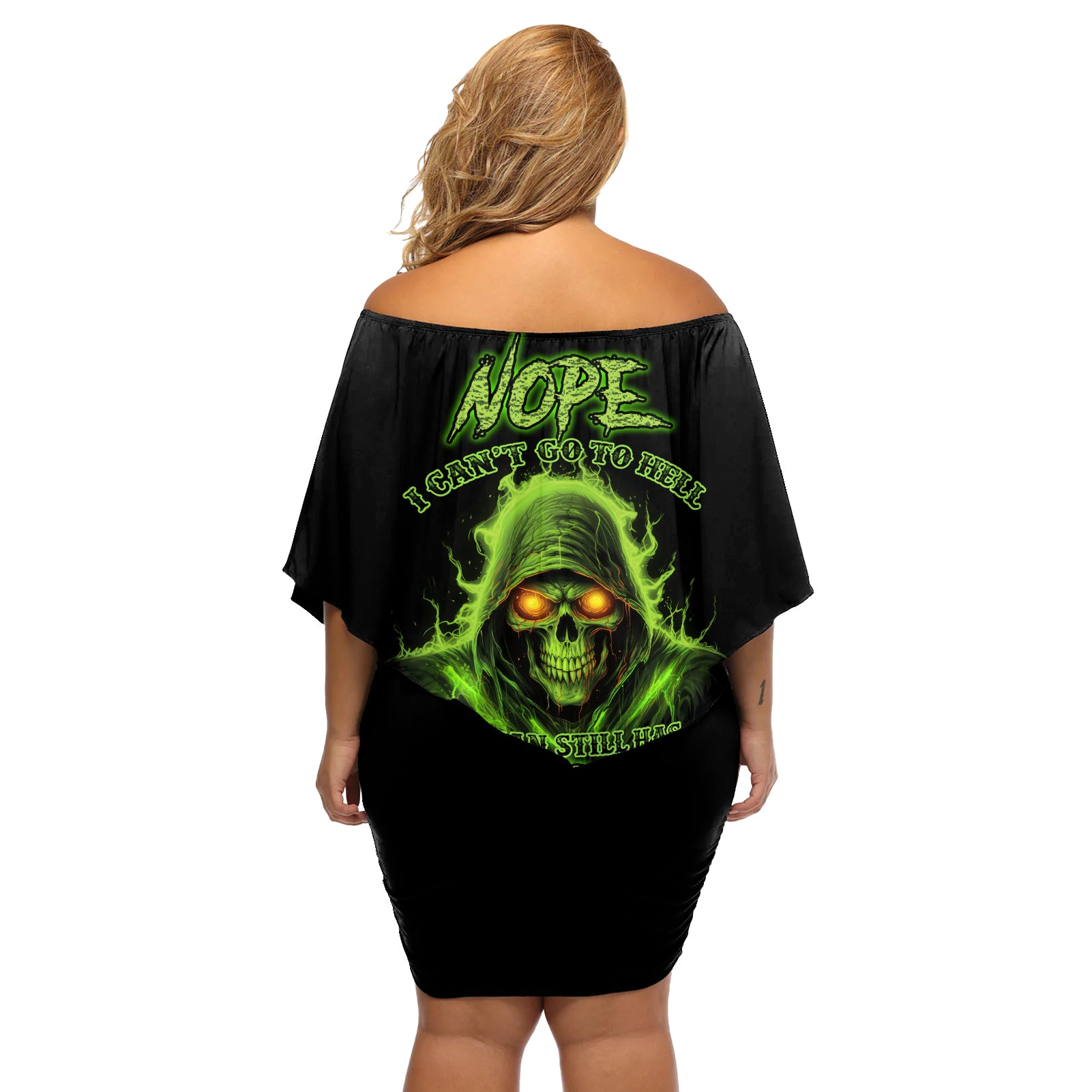Nope I Can't Go To Hell Off Shoulder Short Dress - Wonder Print Shop