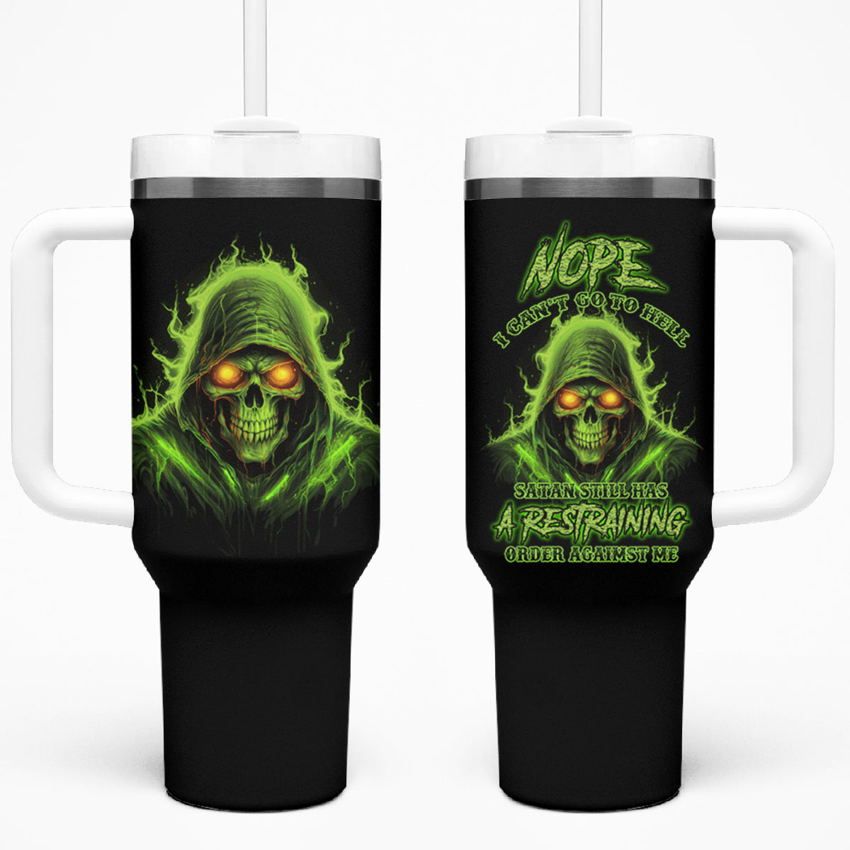 Nope I Can't Go To Hell Tumbler With Handle - Wonder Print Shop