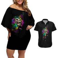 I Am The Storm Tie Dye Rose Skull Couples Matching Off Shoulder Short Dress and Hawaiian Shirt - Wonder Print Shop